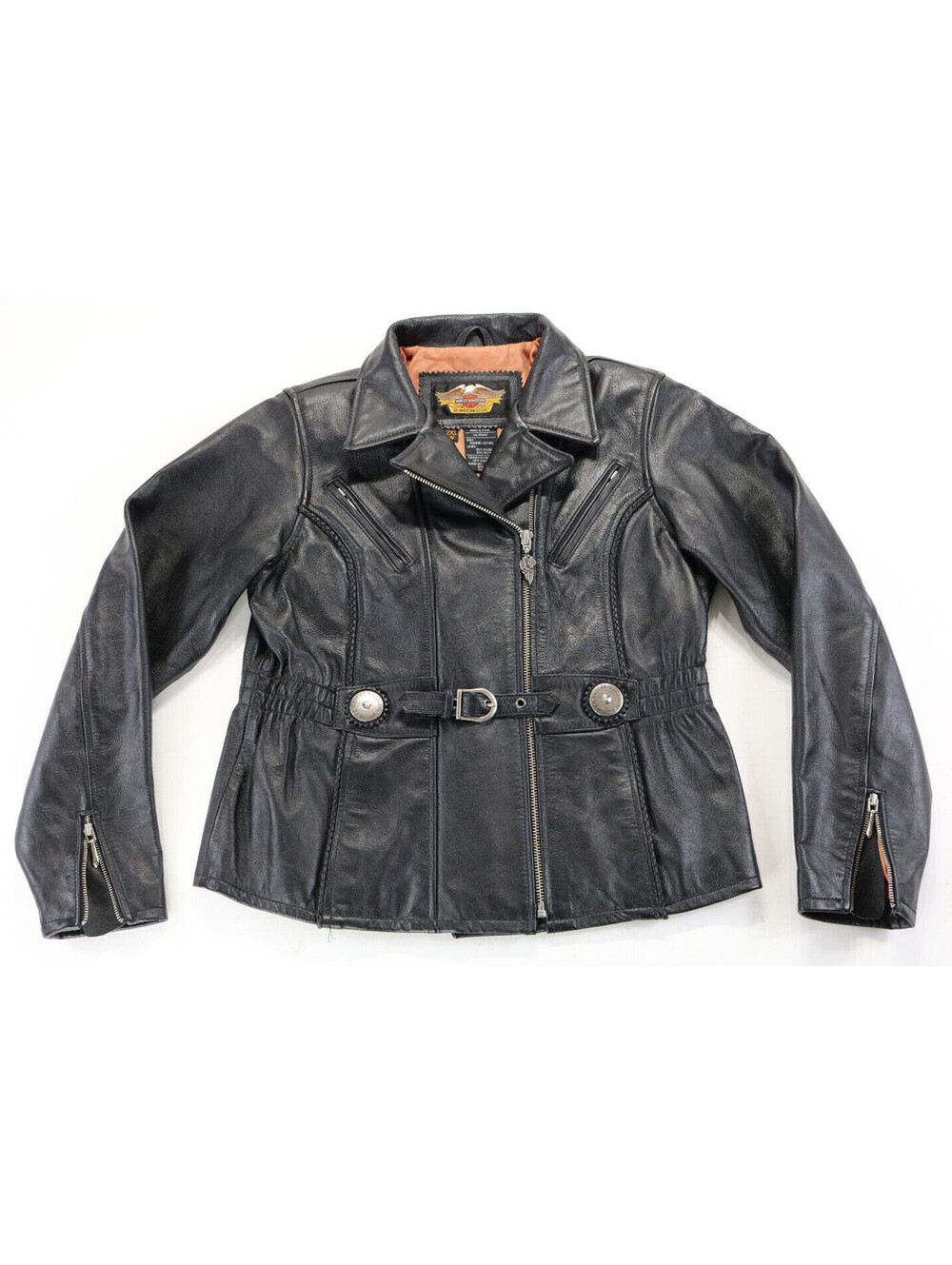 vintage youth harley davidson jacket 2XL black leather Sierra Rose double girls